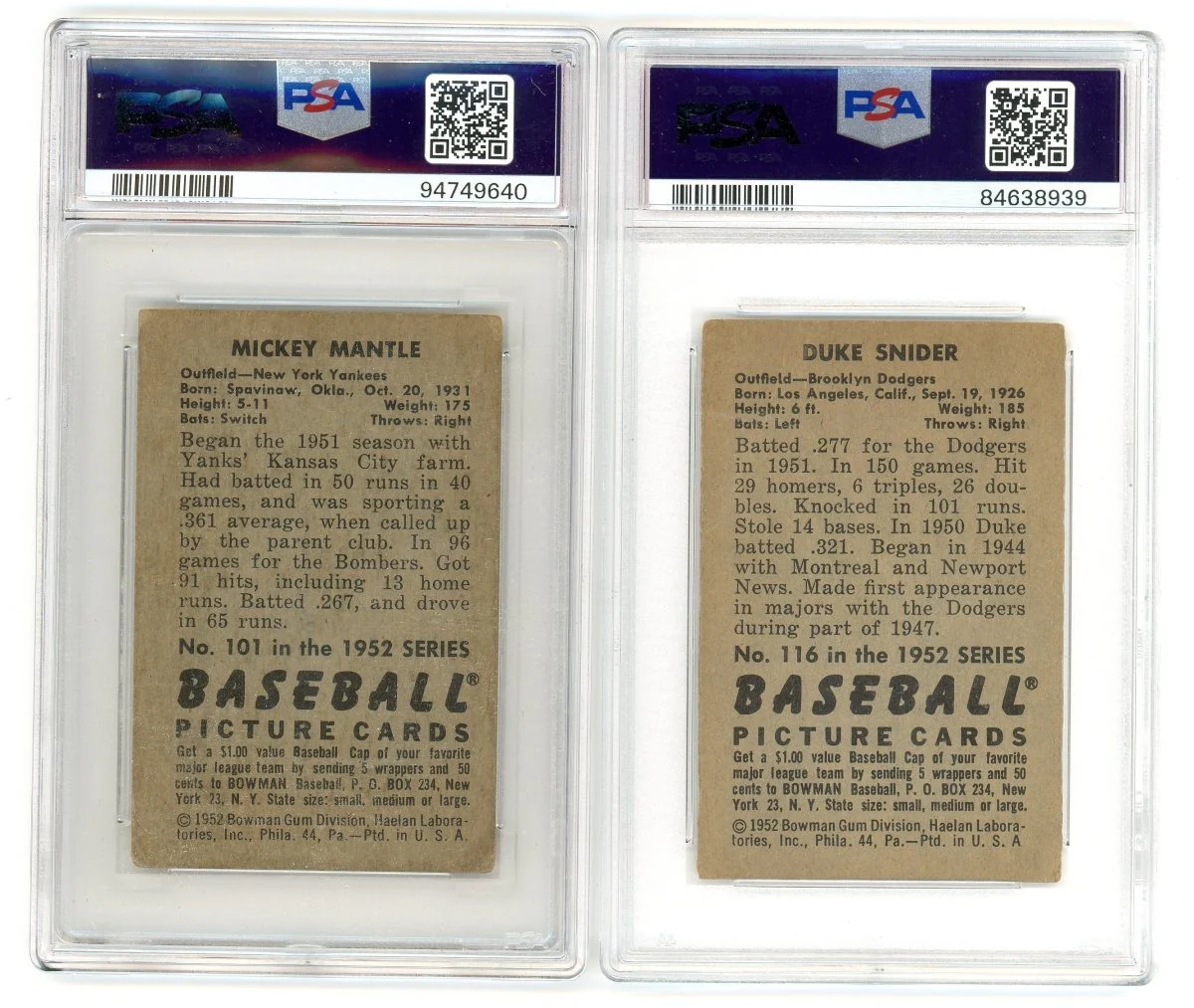 1952 BOWMAN BASEBALL COMPLETE GRADED SET BREAK - 2 GRADED CARDS PER BOX! - Image 15