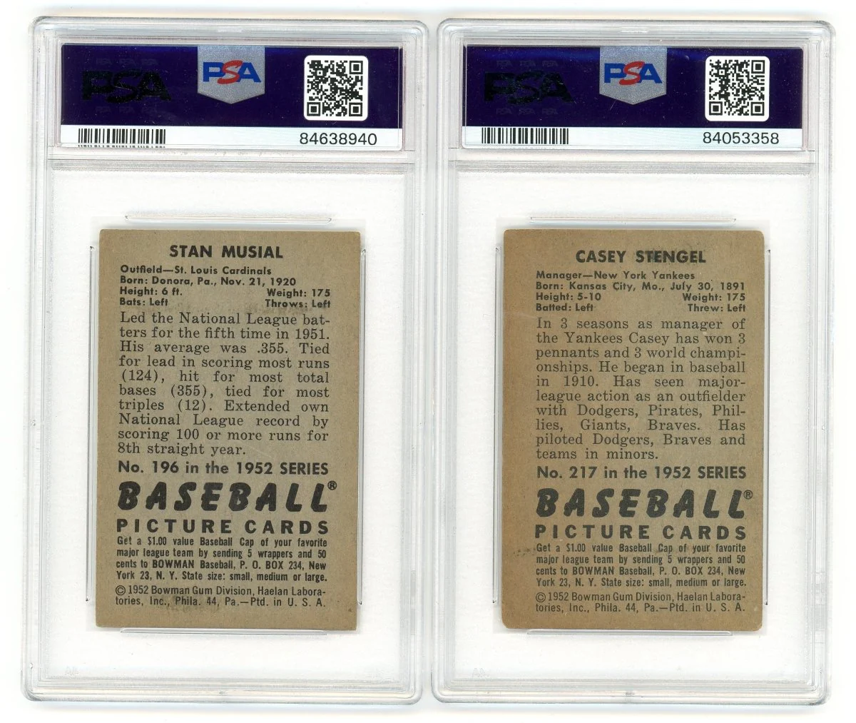 1952 BOWMAN BASEBALL COMPLETE GRADED SET BREAK - 2 GRADED CARDS PER BOX! - Image 19