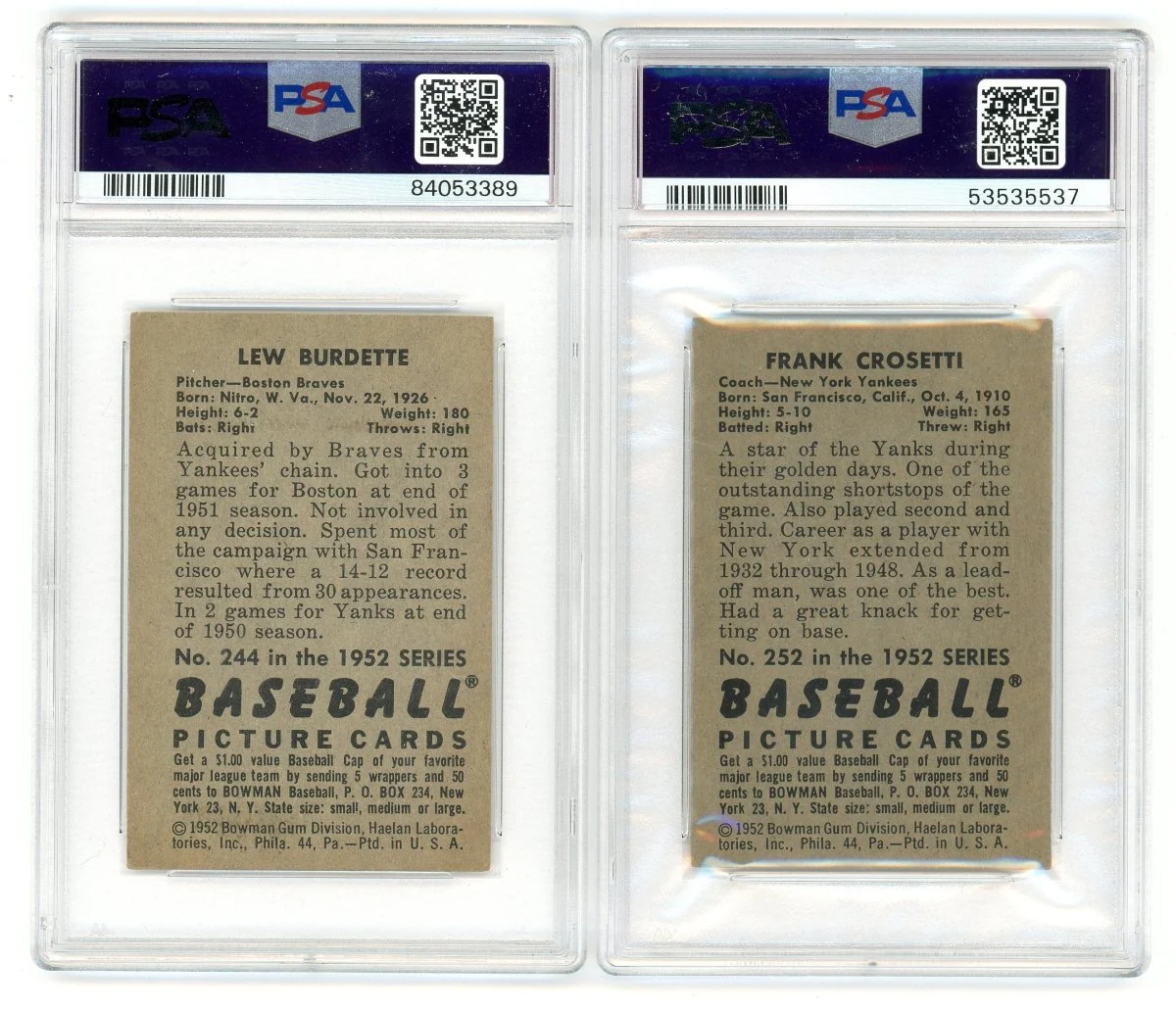 1952 BOWMAN BASEBALL COMPLETE GRADED SET BREAK - 2 GRADED CARDS PER BOX! - Image 23