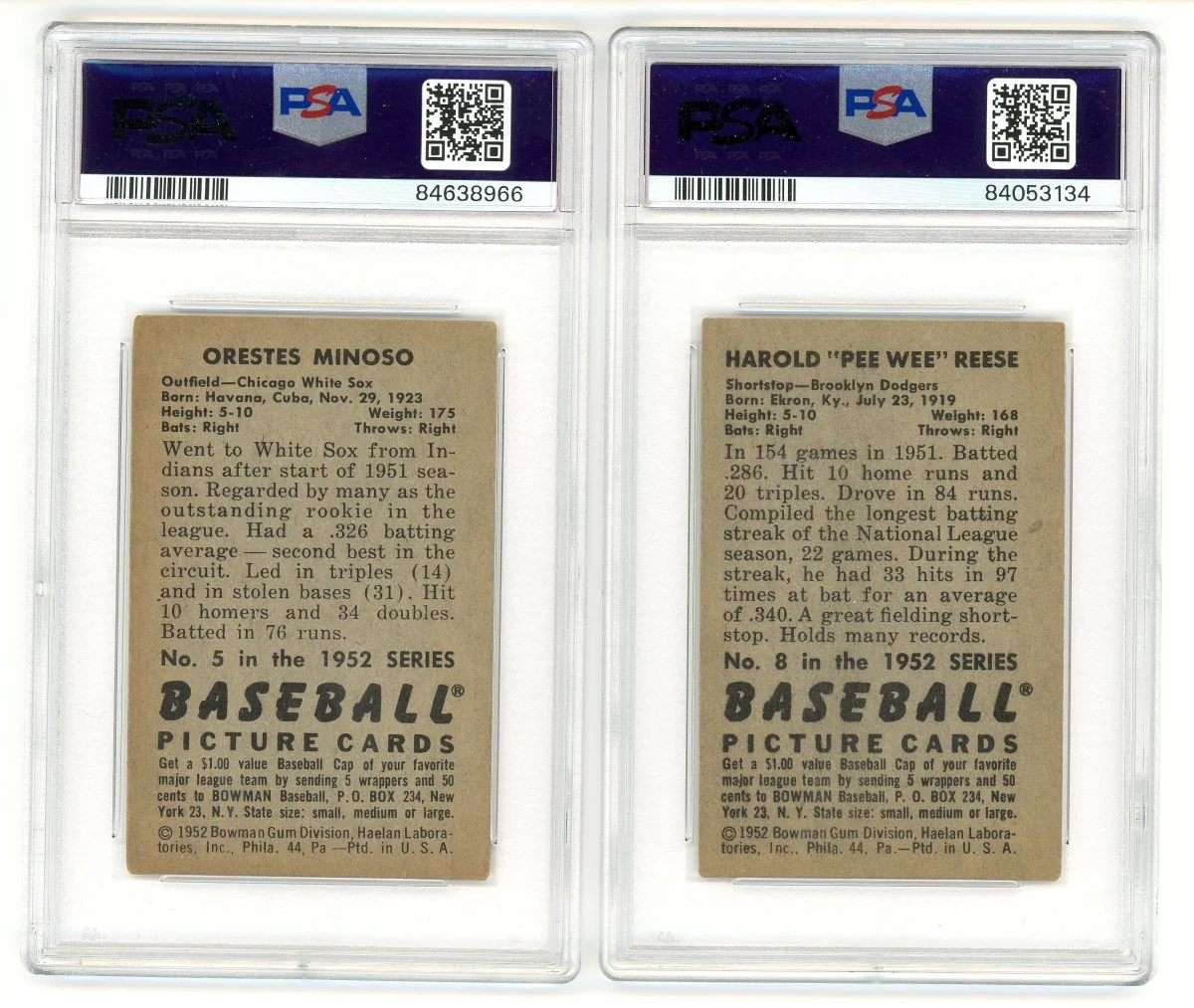 1952 BOWMAN BASEBALL COMPLETE GRADED SET BREAK - 2 GRADED CARDS PER BOX! - Image 5