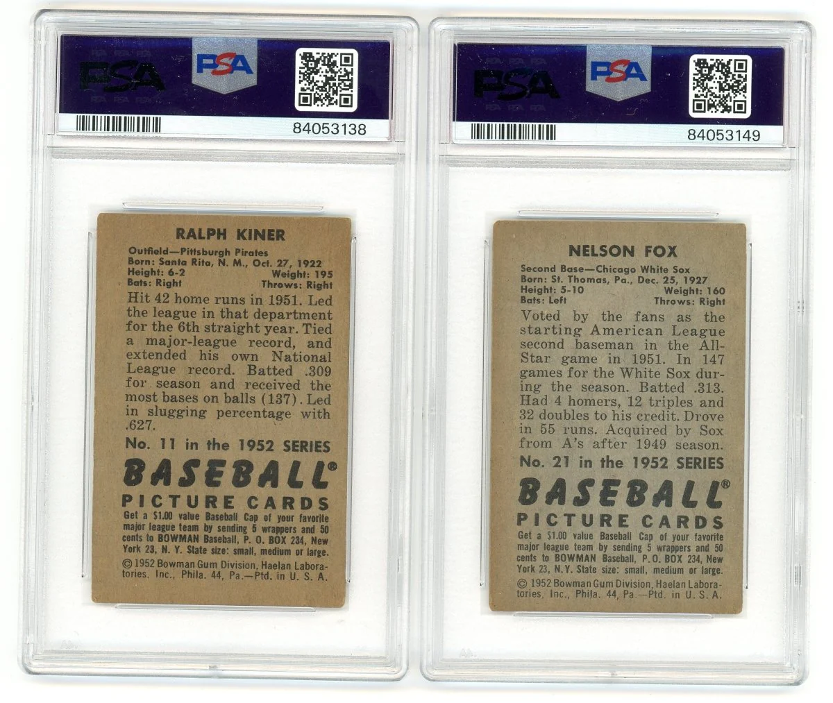 1952 BOWMAN BASEBALL COMPLETE GRADED SET BREAK - 2 GRADED CARDS PER BOX! - Image 7