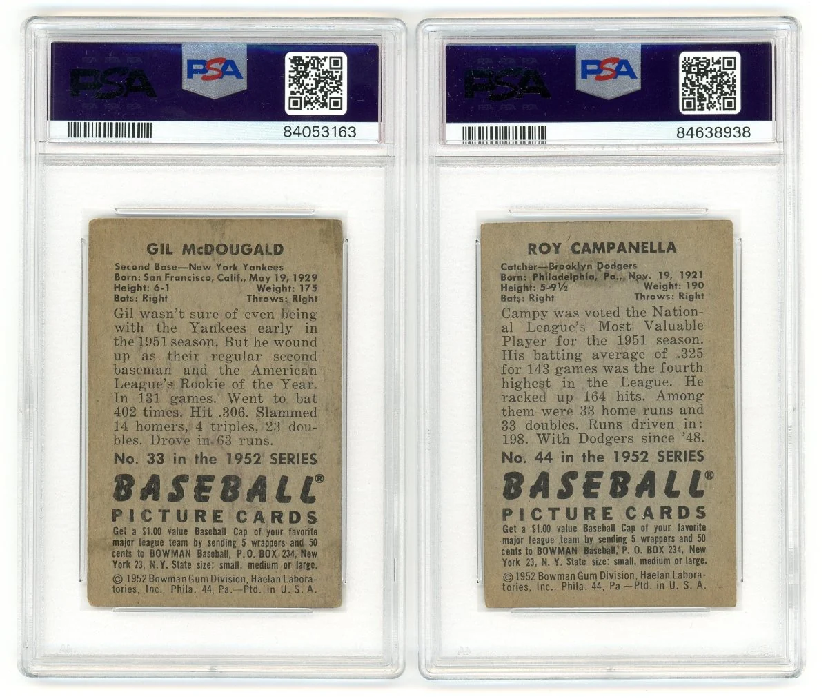 1952 BOWMAN BASEBALL COMPLETE GRADED SET BREAK - 2 GRADED CARDS PER BOX! - Image 9