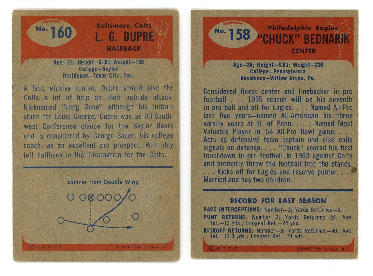 1955 BOWMAN FOOTBALL COMPLETE SET BREAK – 5 CARDS PER BOX! (1) HOFER OR STAR PER BOX! - Image 11
