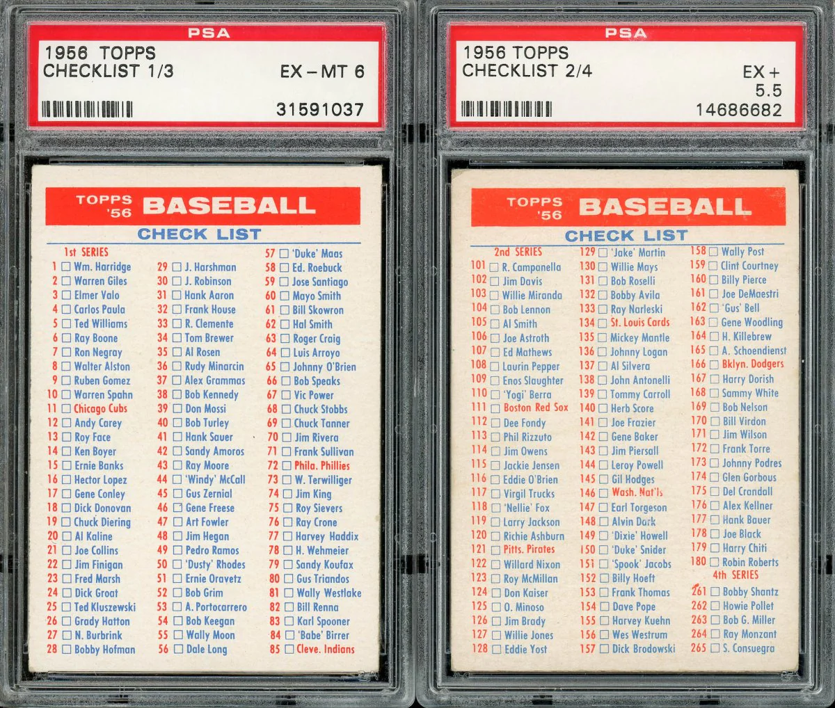 1956 TOPPS BASEBALL PSA GRADED COMPLETE SET BREAK – 2 CARDS PER BOX! - Image 6