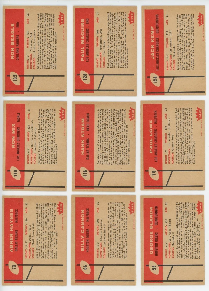 1960 FLEER FOOTBALL COMPLETE SET BREAK - 6 CARDS PER BOX! - Image 4