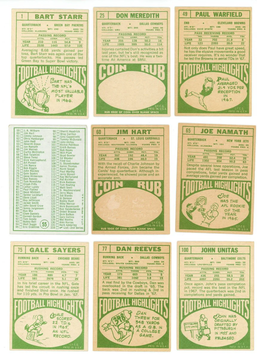 1968 TOPPS FOOTBALL COMPLETE SET BREAK - 6 CARDS PER BOX! 1 HOFER IN EVERY BOX! - Image 3