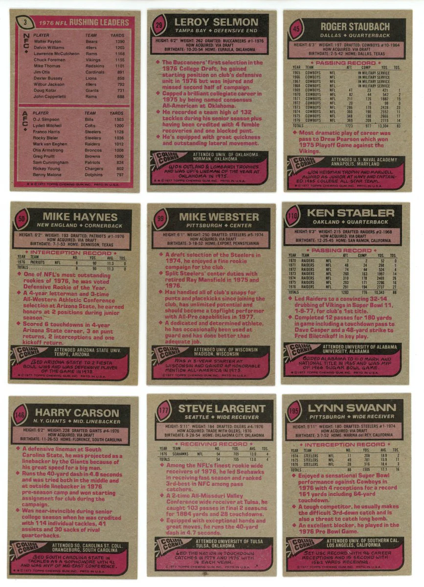 1977 TOPPS FOOTBALL COMPLETE SET BREAK - 19 CARDS PER BOX! 2 HOFERS PER BOX! - Image 3