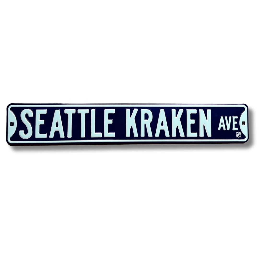 Seattle Kraken - SEATTLE KRAKEN AVE - Embossed Steel Street Sign