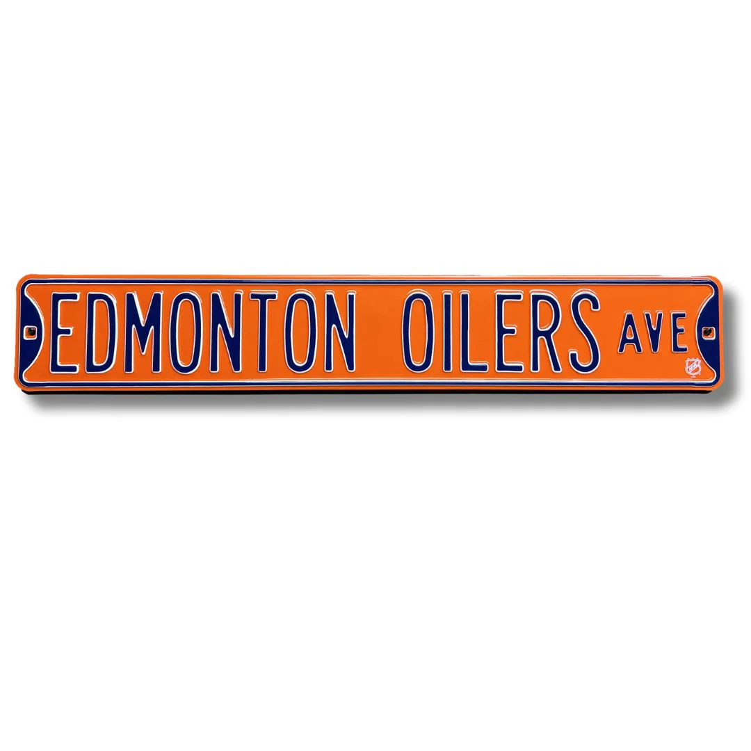 Edmonton Oilers - EDMONTON OILERS AVE - Embossed Steel Street Sign