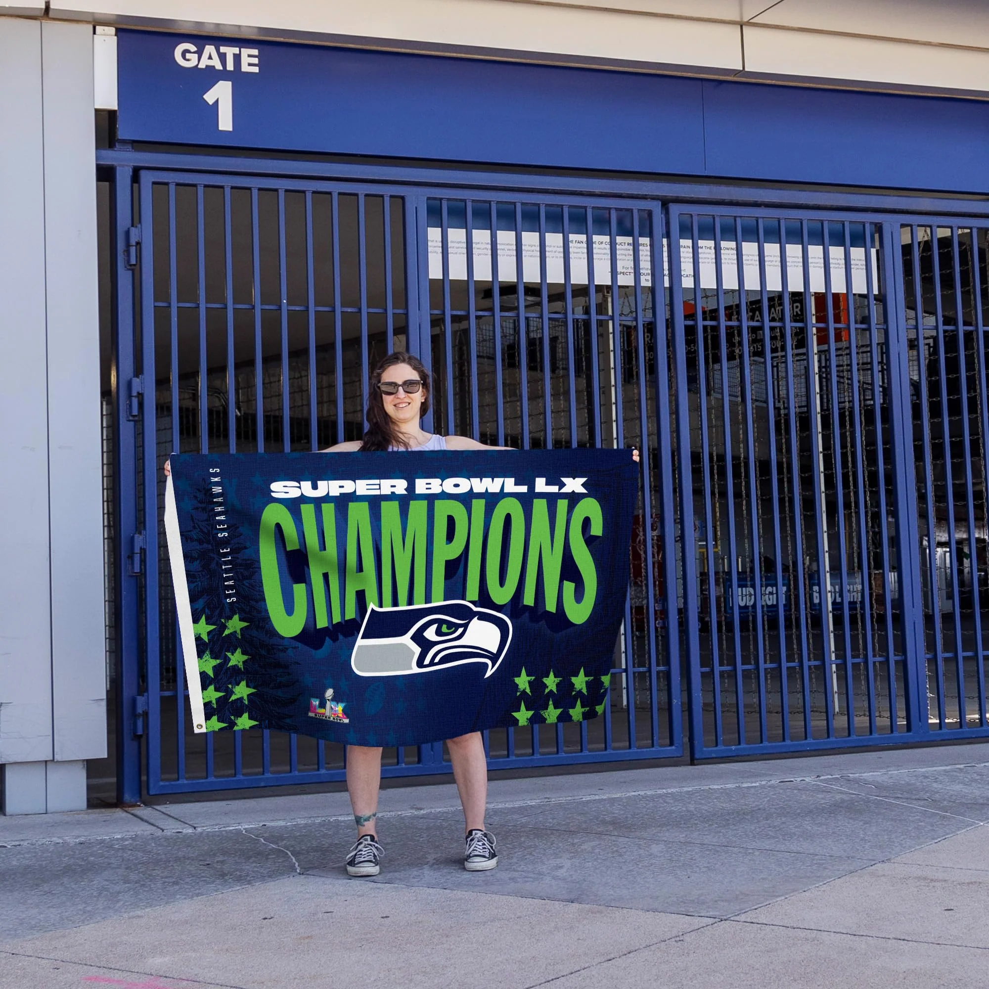 3 ft x 5 ft Fan Banner Flag – Seattle Seahawks Super Bowl LX Champions Football Wall Decor, Lightweight Fabric, Metal Grommets - Image 3