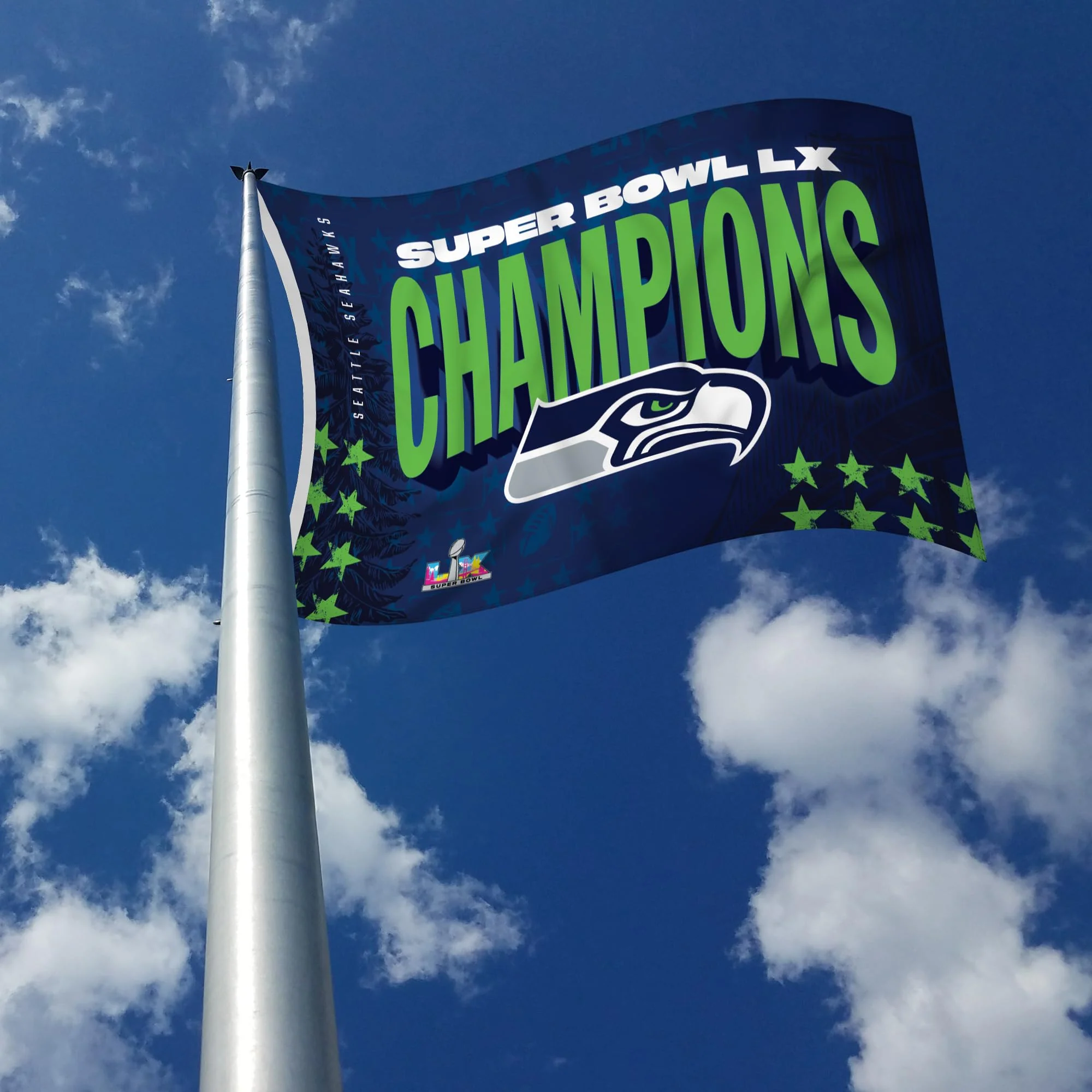 3 ft x 5 ft Fan Banner Flag – Seattle Seahawks Super Bowl LX Champions Football Wall Decor, Lightweight Fabric, Metal Grommets - Image 4