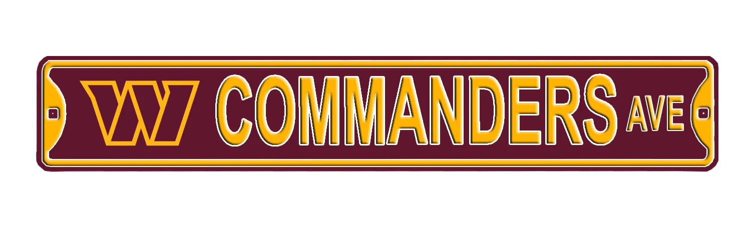 Washington Commanders - COMMANDERS AVE - Embossed Steel Logo Street Sign