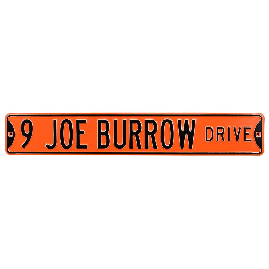 Cincinnati Bengals - 9 JOE BURROW DR - Embossed Steel Street Sign