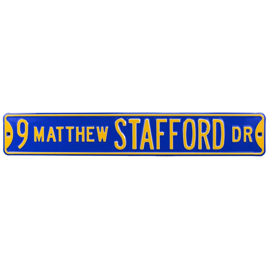 Los Angeles Rams - 9 MATTHEW STAFFORD DR - Embossed Steel Street Sign