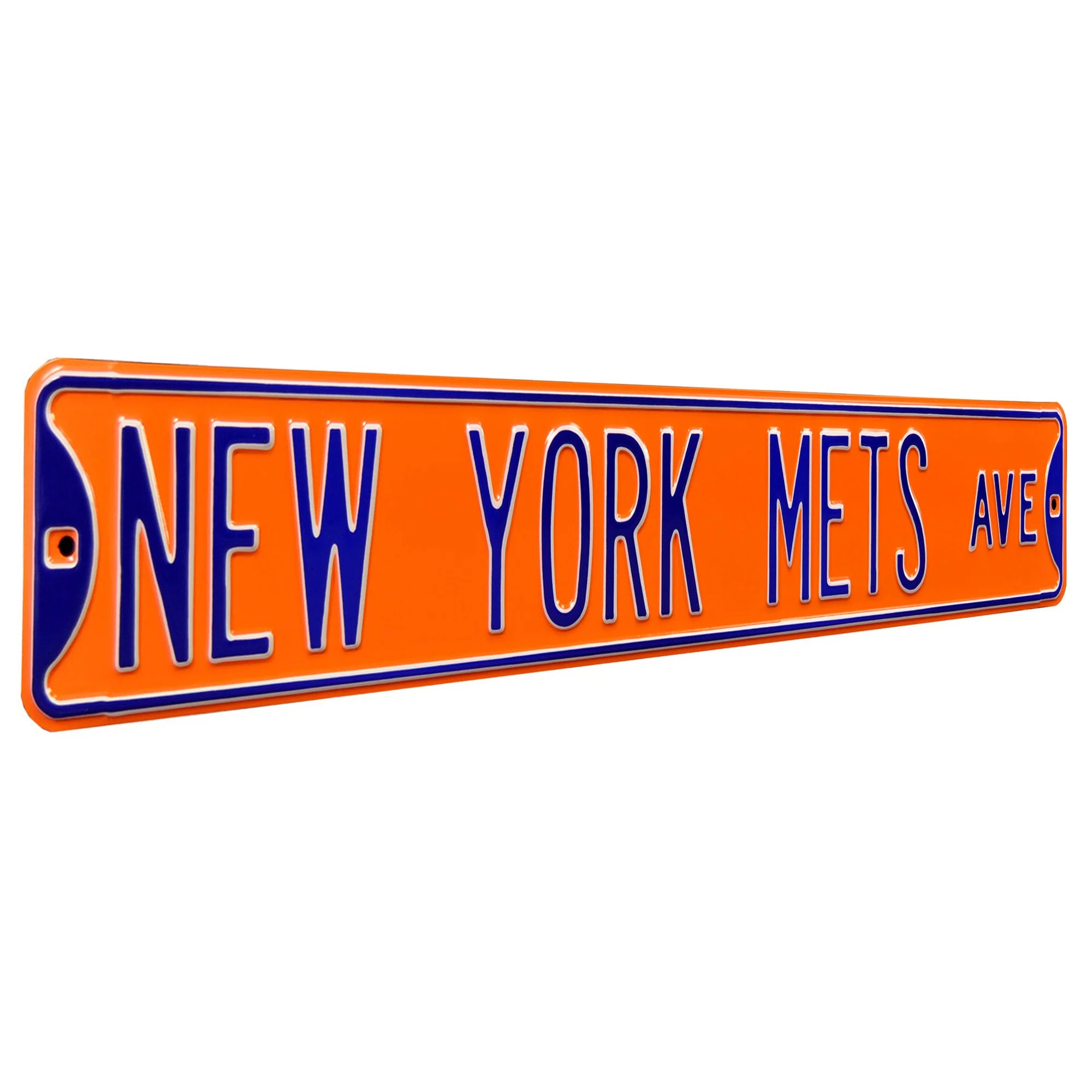 New York Mets - NEW YORK METS AVE - Orange Embossed Steel Street Sign