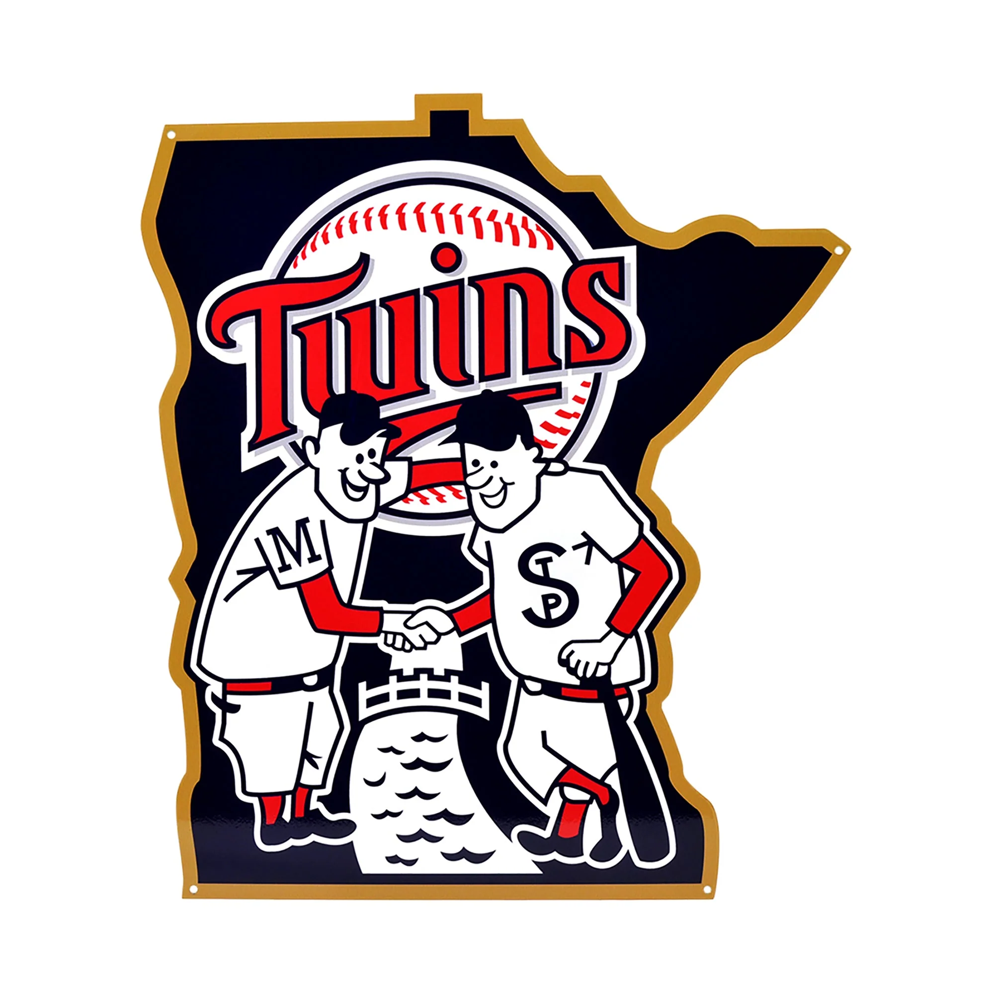 Minnesota Twins - Minnie & Paul 22" X 19" Statement Size Steel Laser Cut Sign