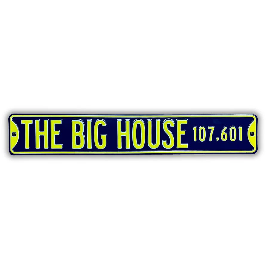 Michigan Wolverines - THE BIG HOUSE - Embossed Steel Street Sign