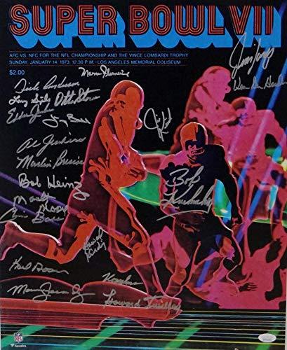 72 Dolphins Autographed 16x20 PF Super Bowl Poster by NFL/Fanatics w/ 20 Sigs -JSA W Auth Silver - Image 2