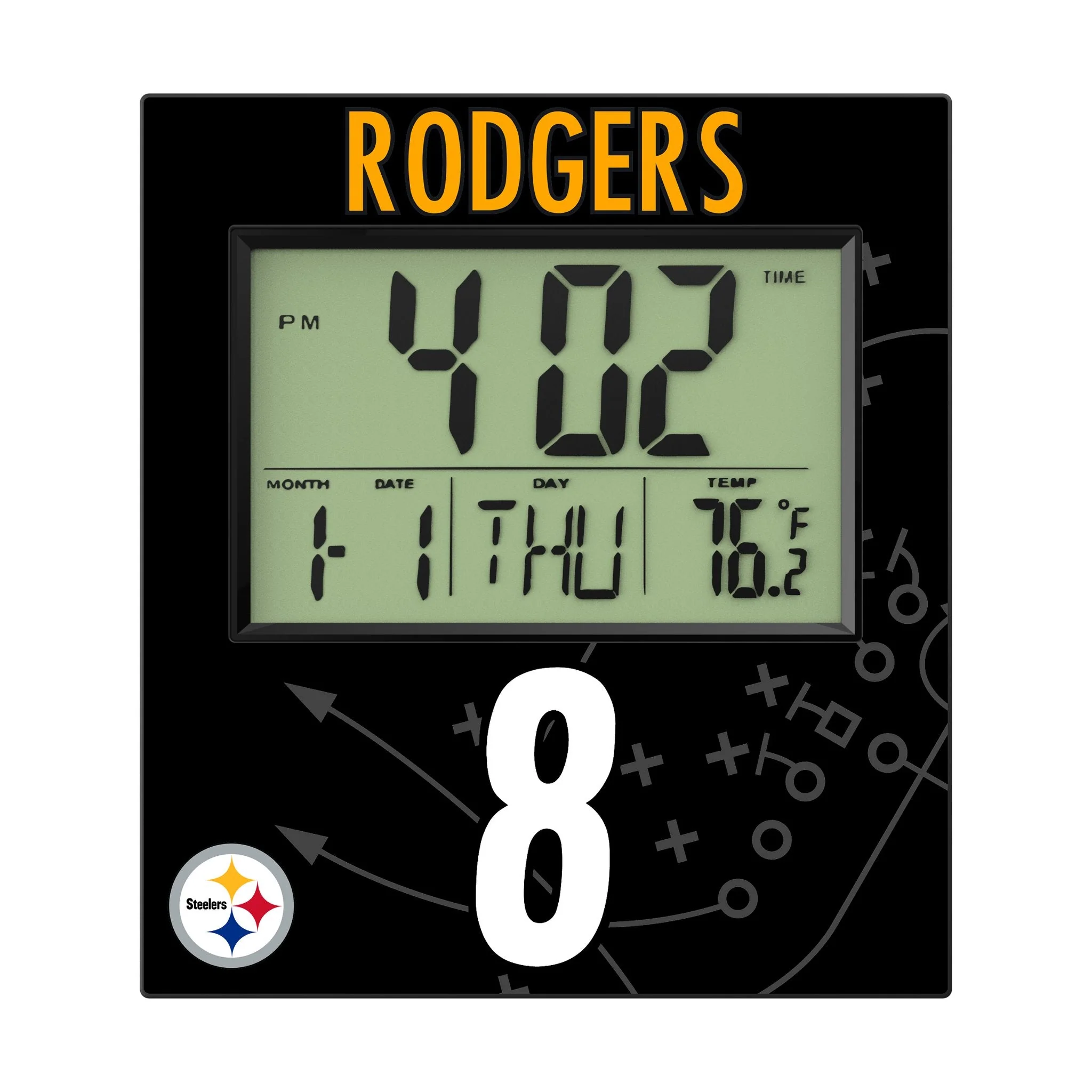 Aaron Rodgers Pittsburgh Steelers 8 Game Tactic Wall Clock - Image 2