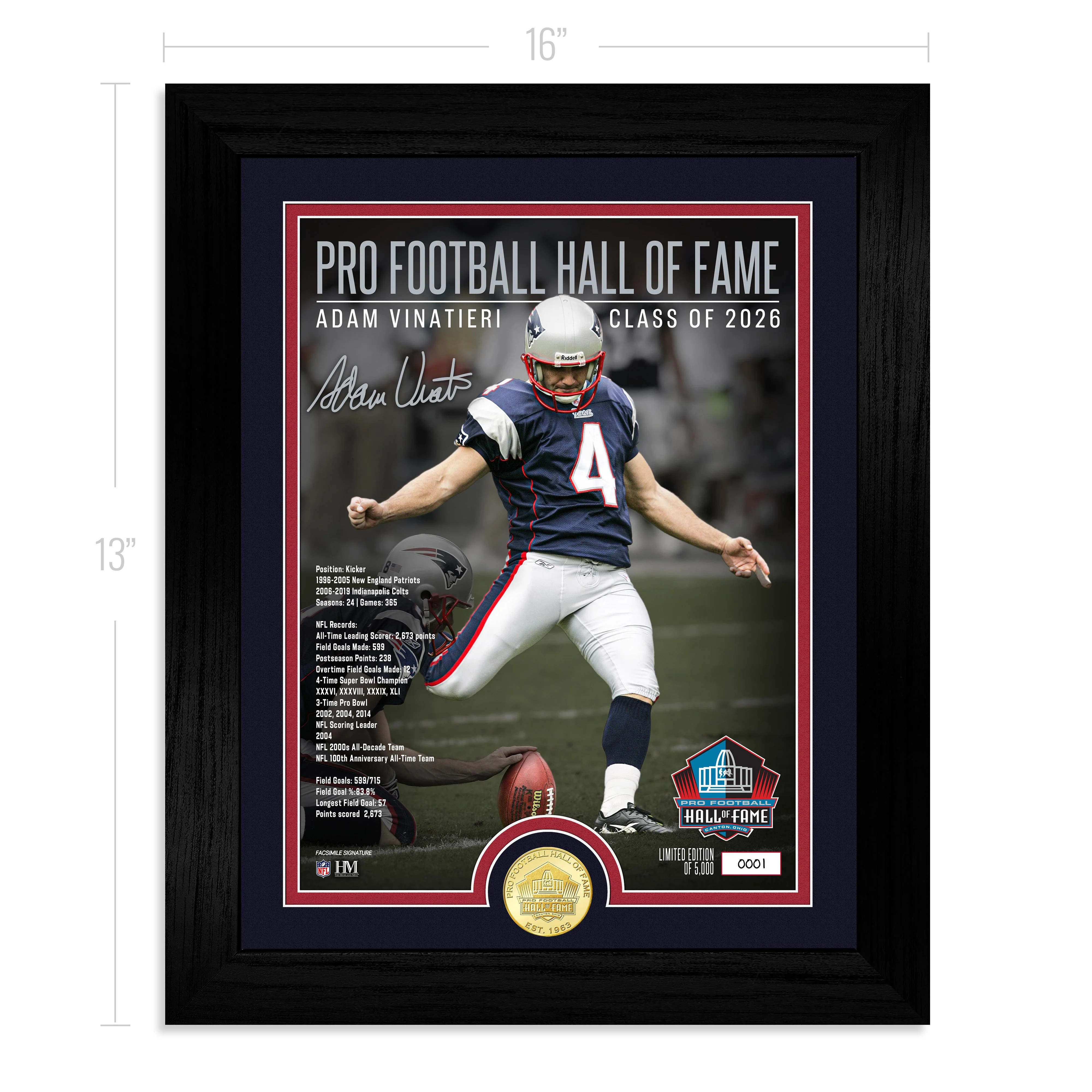 Adam Vinatieri Patriots 2026 NFL Hall of Fame Induction Bronze Coin Photo Mint - Image 4