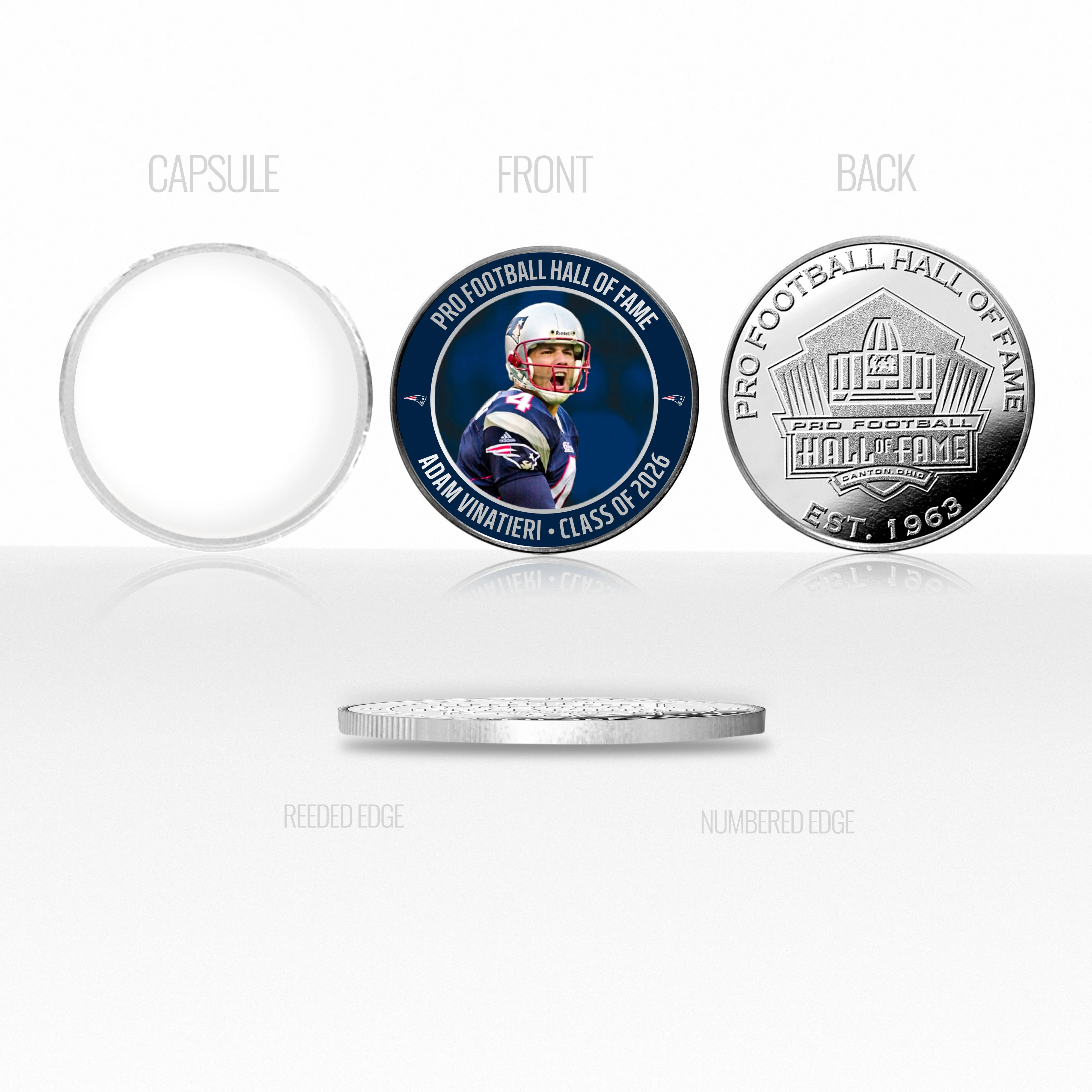 Adam Vinatieri Patriots 2026 NFL Hall of Fame Induction Silver Plated Coin - Image 3