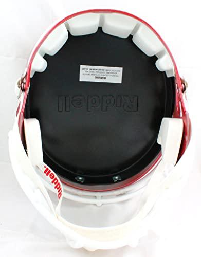 Adrian Peterson Autographed Oklahoma Sooners F/S Riddell Speed Helmet-Beckett W Hologram Silver - Image 2
