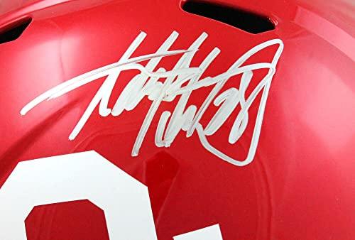 Adrian Peterson Autographed Oklahoma Sooners F/S Riddell Speed Helmet-Beckett W Hologram Silver - Image 5
