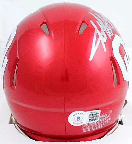 Adrian Peterson Autographed Oklahoma Sooners Speed Mini Helmet-Beckett W Hologram Silver - Image 2