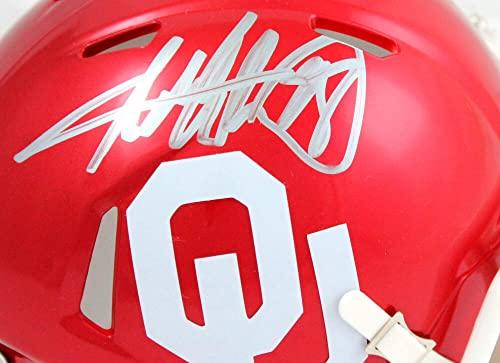 Adrian Peterson Autographed Oklahoma Sooners Speed Mini Helmet-Beckett W Hologram Silver - Image 3