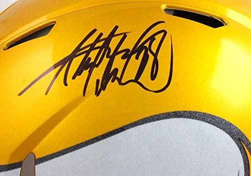 Adrian Peterson Autographed Vikings F/S Flash Speed Authentic Helmet-Beckett W Hologram Black - Image 5