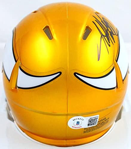 Adrian Peterson Signed Minn. Vikings Flash Speed Mini Helmet-Beckett W Hologram Black - Image 2