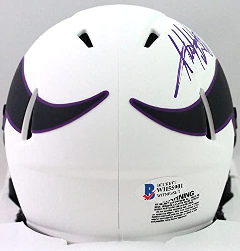 Adrian Peterson Signed Minn Vikings Lunar Speed Mini Helmet- Beckett W Purple - Image 2