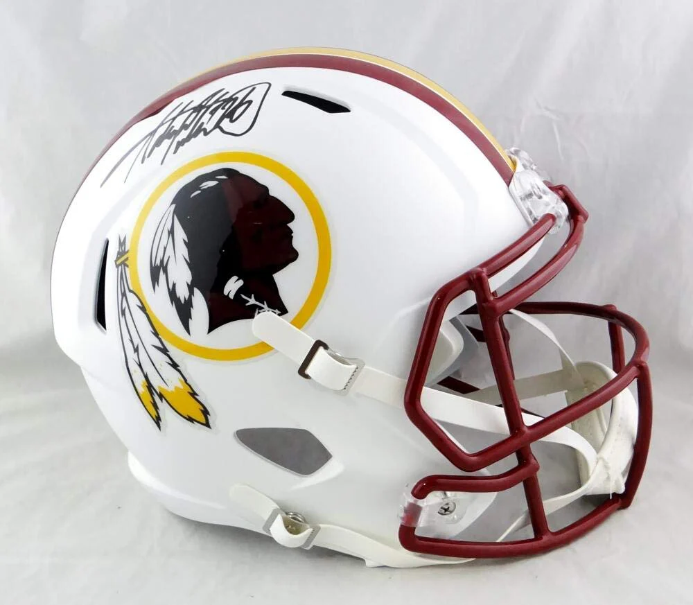 Adrian Peterson Signed Redskins F/S Flat White Speed Helmet- Beckett W Auth *Blk - Image 3