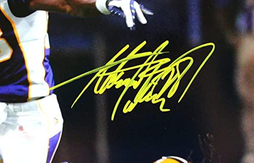 Adrian Peterson Signed Vikings 16x20 Running HM Photo-Beckett W Hologram Yellow - Image 2