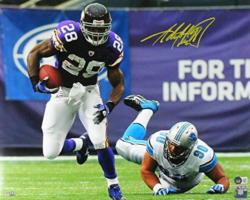 Adrian Peterson Signed Vikings 16x20 v. Lions HM Photo-Beckett W Hologram Yellow