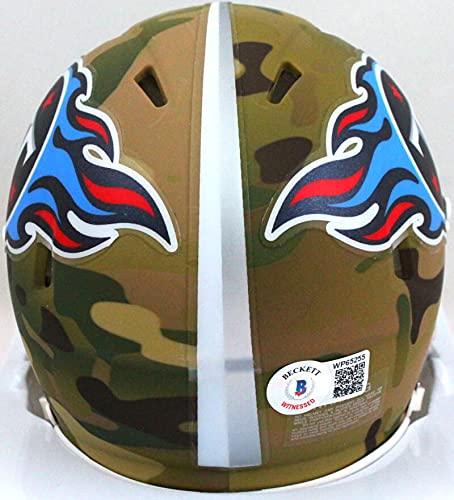 AJ Brown Autographed Tennessee Titans Camo Speed Mini Helmet- Beckett W White - Image 2