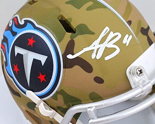 AJ Brown Autographed Tennessee Titans Camo Speed Mini Helmet- Beckett W White - Image 3