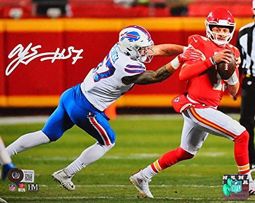 AJ Epenesa Autographed Bills Vs Chiefs HM Photo- Beckett W White