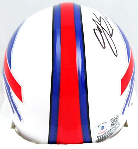 AJ Epenesa Autographed Buffalo Bills 2021 Mini Helmet-Beckett W Hologram Black - Image 2