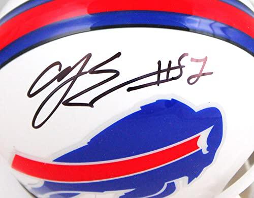 AJ Epenesa Autographed Buffalo Bills 2021 Mini Helmet-Beckett W Hologram Black - Image 3
