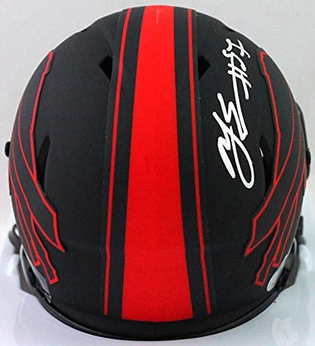 AJ Epenesa Autographed Buffalo Bills Eclipse Speed Mini Helmet- Beckett WSilver - Image 2
