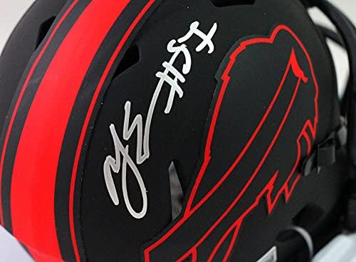 AJ Epenesa Autographed Buffalo Bills Eclipse Speed Mini Helmet- Beckett WSilver - Image 3