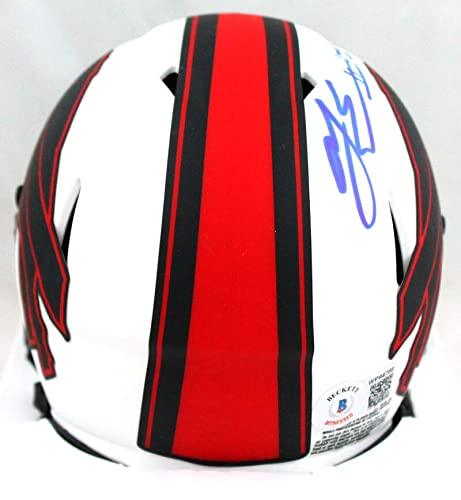 AJ Epenesa Autographed Buffalo Bills Lunar Speed Mini Helmet-Beckett W Hologram Blue - Image 2