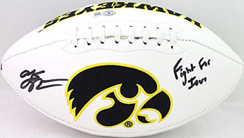 Aj Epenesa Autographed Iowa Hawkeyes Logo Football w/FFI - Beckett WBlack