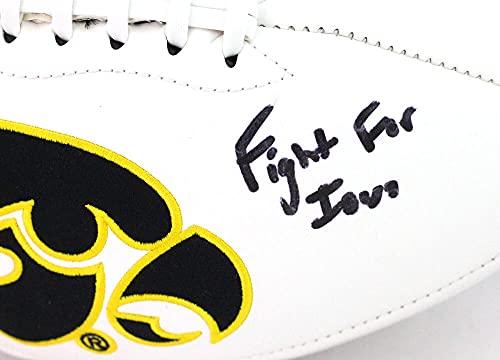 Aj Epenesa Autographed Iowa Hawkeyes Logo Football w/FFI - Beckett WBlack - Image 3