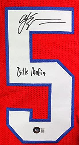 AJ Epenesa Autographed Red Pro Style Jersey w/Bills Mafia- Beckett W Black - Image 3
