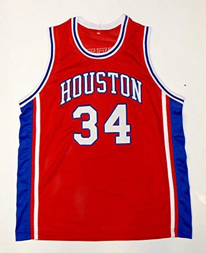 Akeem Olajuwon Autographed Red College Style Jersey- JSA Witnessed Authenticated - Image 2