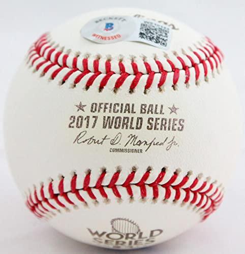 Alex Bregman Autographed Rawlings OML 2017 WS Baseball- Beckett W Hologram Blue - Image 2