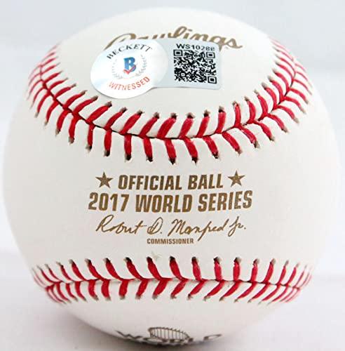 Alex Bregman Autographed Rawlings OML 2017 WS Baseball w/insc.- Beckett W Hologram Blue - Image 2