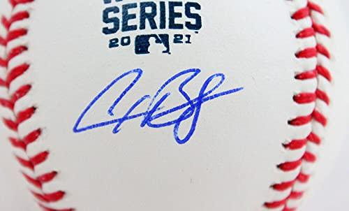 Alex Bregman Autographed Rawlings OML 2021 WS Baseball- Beckett W Hologram Blue - Image 3